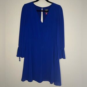 Vince Camuto Royal Blue V-Neck Long Sleeve Dress